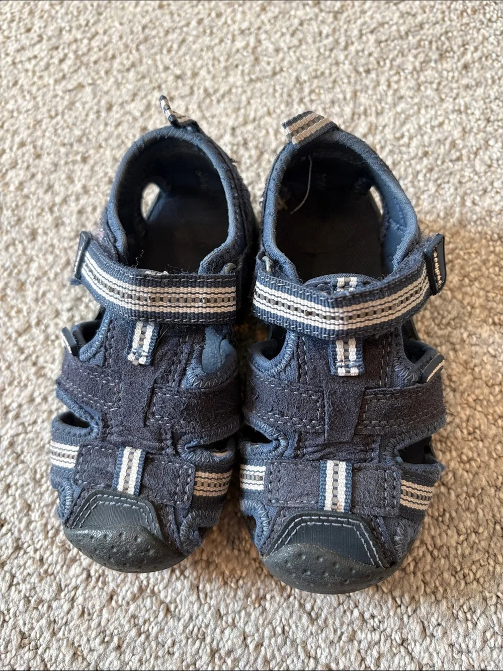 pediped Navy and White Striped Closed-Toe Kids Sandals